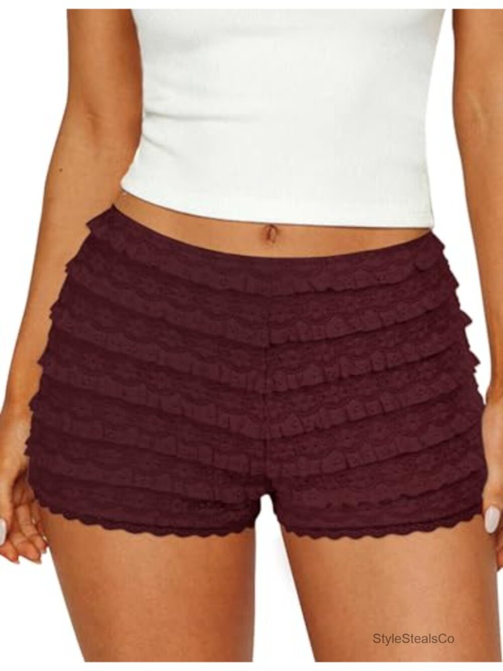 Ruffle Lace Bloomers Low Rise Mini Shorts with Liner Rave